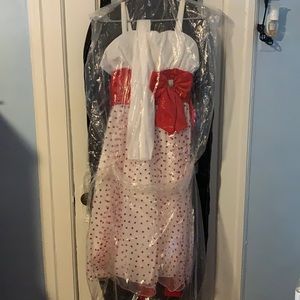 Red and white dress for girls, size 16.